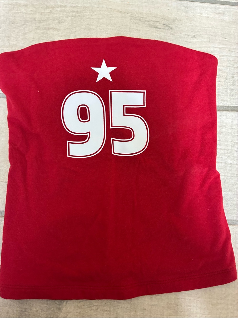 Red tube top with numbers